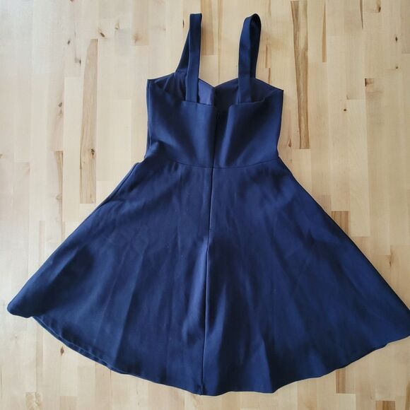 Lulus Lined Sleeveless Skater Dress Navy Blue, Stretch Twirl Party Dance Heart - Picture 2 of 12